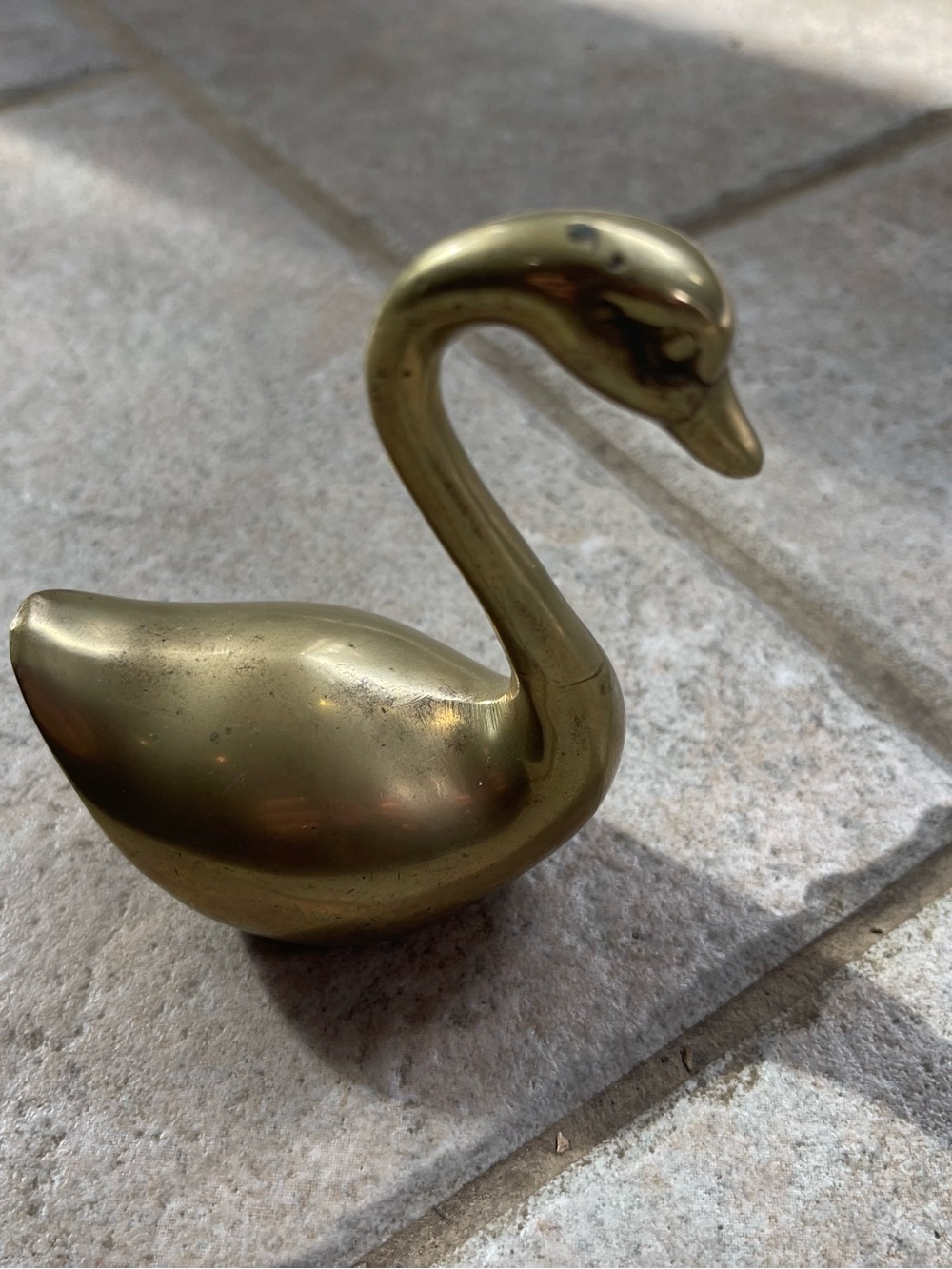 Brass Swan Sculpture - Gold Tabletop Accent